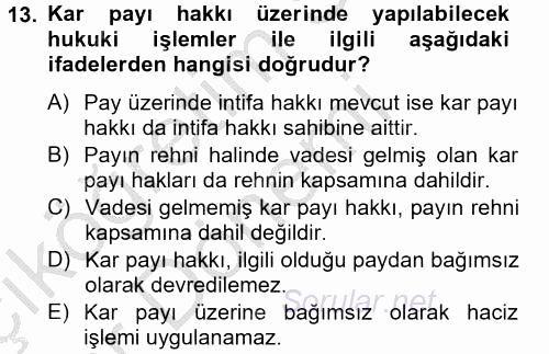 Ticaret Hukuku 2 2012 - 2013 Ara Sınavı 13.Soru