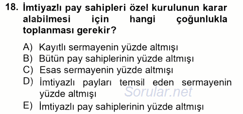 Ticaret Hukuku 2 2012 - 2013 Ara Sınavı 18.Soru