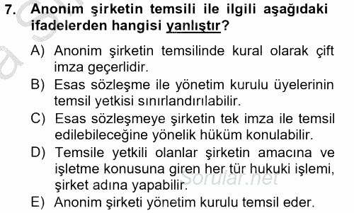 Ticaret Hukuku 2 2012 - 2013 Ara Sınavı 7.Soru