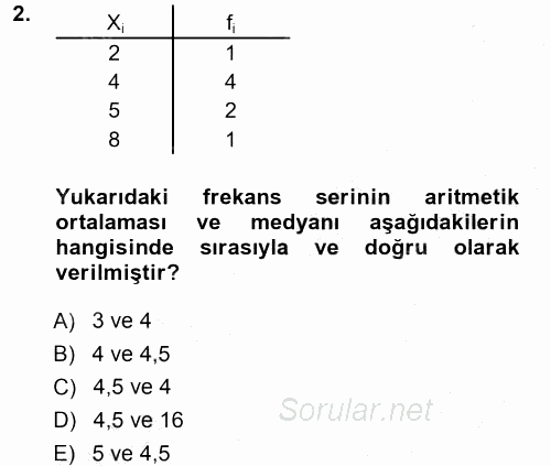 İstatistik 1 2012 - 2013 Dönem Sonu Sınavı 2.Soru