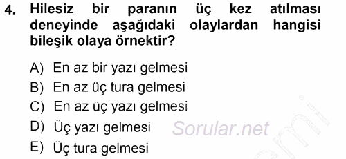 İstatistik 1 2012 - 2013 Dönem Sonu Sınavı 4.Soru