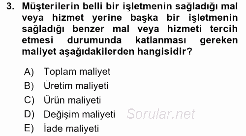 Genel İşletme 2017 - 2018 Ara Sınavı 3.Soru