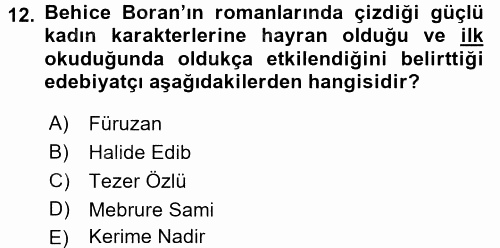 Türk Sosyologları 2016 - 2017 3 Ders Sınavı 12.Soru