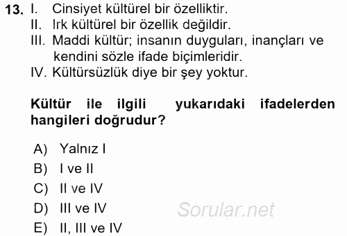 Medya Sosyolojisi 2017 - 2018 Dönem Sonu Sınavı 13.Soru