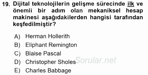 Medya Sosyolojisi 2017 - 2018 Dönem Sonu Sınavı 19.Soru