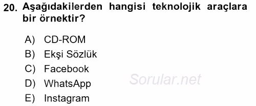 Medya Sosyolojisi 2017 - 2018 Dönem Sonu Sınavı 20.Soru