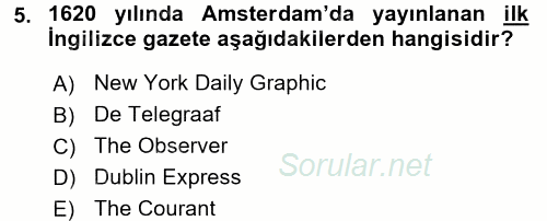 Medya Sosyolojisi 2017 - 2018 Dönem Sonu Sınavı 5.Soru