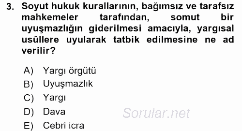 Medeni Usul Hukuku 2016 - 2017 Ara Sınavı 3.Soru