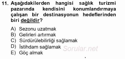 Termal ve Spa Hizmetleri 2012 - 2013 Ara Sınavı 11.Soru