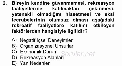 Termal ve Spa Hizmetleri 2012 - 2013 Ara Sınavı 2.Soru