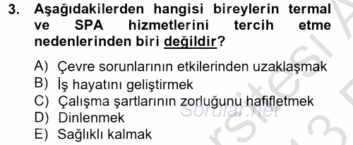 Termal ve Spa Hizmetleri 2012 - 2013 Ara Sınavı 3.Soru