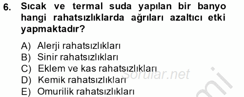 Termal ve Spa Hizmetleri 2012 - 2013 Ara Sınavı 6.Soru