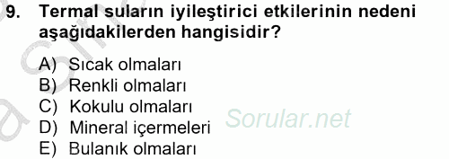 Termal ve Spa Hizmetleri 2012 - 2013 Ara Sınavı 9.Soru