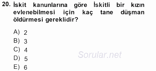 Eski Anadolu Tarihi 2013 - 2014 Dönem Sonu Sınavı 20.Soru