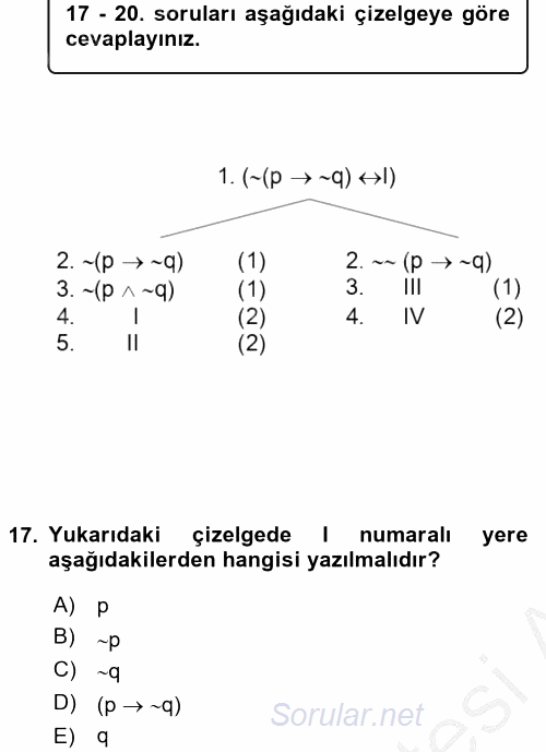 Sembolik Mantık 2016 - 2017 Ara Sınavı 17.Soru