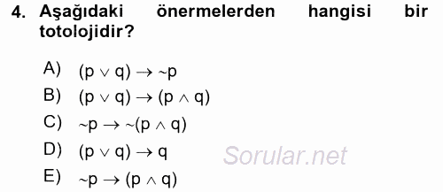 Sembolik Mantık 2016 - 2017 Ara Sınavı 4.Soru