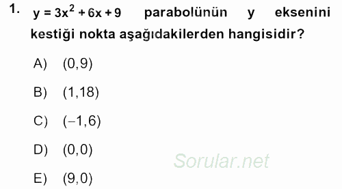 Matematik 1 2017 - 2018 Dönem Sonu Sınavı 1.Soru