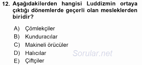 Yeni Teknolojiler ve Çalışma Hayatı 2017 - 2018 Dönem Sonu Sınavı 12.Soru