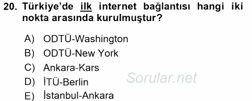Yeni Teknolojiler ve Çalışma Hayatı 2017 - 2018 Dönem Sonu Sınavı 20.Soru