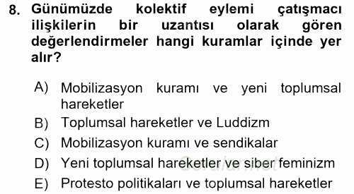 Yeni Teknolojiler ve Çalışma Hayatı 2017 - 2018 Dönem Sonu Sınavı 8.Soru