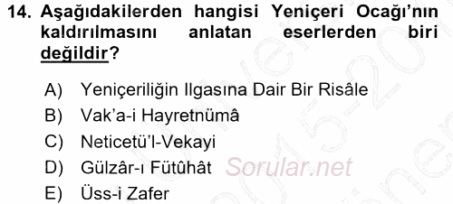 Tarih Metodu 2015 - 2016 Dönem Sonu Sınavı 14.Soru