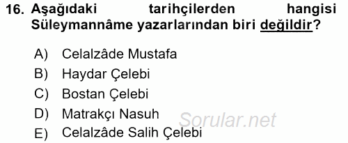 Tarih Metodu 2015 - 2016 Dönem Sonu Sınavı 16.Soru