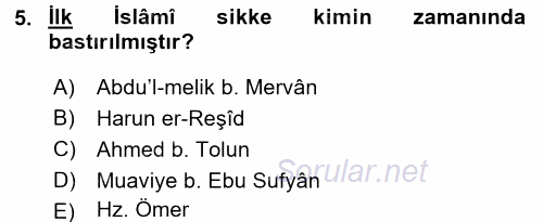 Tarih Metodu 2015 - 2016 Dönem Sonu Sınavı 5.Soru