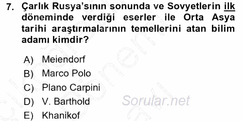 Tarih Metodu 2015 - 2016 Dönem Sonu Sınavı 7.Soru