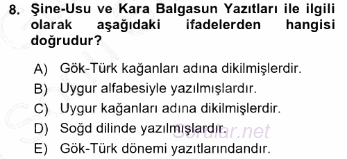 Tarih Metodu 2015 - 2016 Dönem Sonu Sınavı 8.Soru