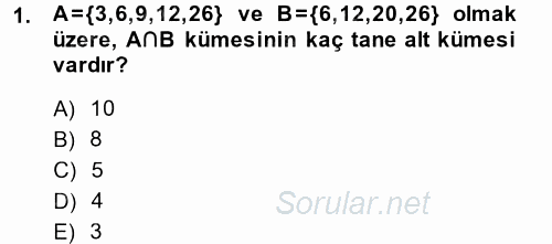 Matematik 1 2014 - 2015 Dönem Sonu Sınavı 1.Soru