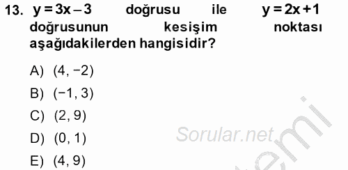 Matematik 1 2014 - 2015 Dönem Sonu Sınavı 13.Soru