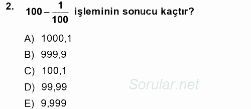 Matematik 1 2014 - 2015 Dönem Sonu Sınavı 2.Soru