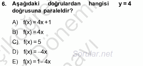 Matematik 1 2014 - 2015 Dönem Sonu Sınavı 6.Soru