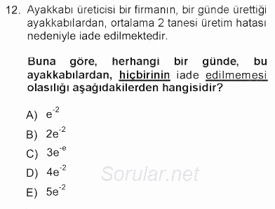 İstatistik 1 2012 - 2013 Tek Ders Sınavı 12.Soru