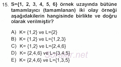 İstatistik 1 2012 - 2013 Tek Ders Sınavı 15.Soru