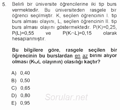 İstatistik 1 2012 - 2013 Tek Ders Sınavı 5.Soru