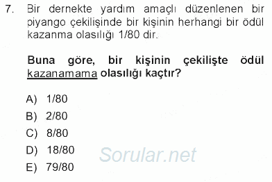 İstatistik 1 2012 - 2013 Tek Ders Sınavı 7.Soru
