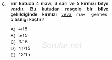 İstatistik 1 2012 - 2013 Tek Ders Sınavı 8.Soru