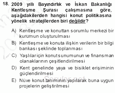 Şehircilik 2013 - 2014 Ara Sınavı 18.Soru