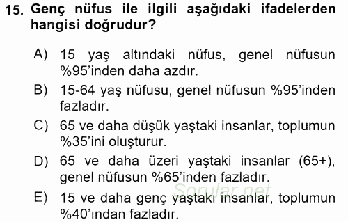 Tıbbi İstatistik 2016 - 2017 Ara Sınavı 15.Soru