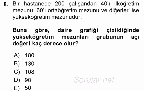 Tıbbi İstatistik 2016 - 2017 Ara Sınavı 8.Soru