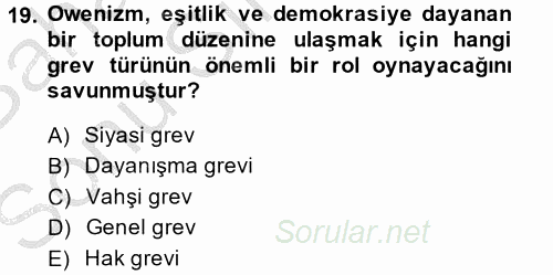 Sendikacılık 2014 - 2015 Dönem Sonu Sınavı 19.Soru