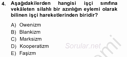 Sendikacılık 2014 - 2015 Dönem Sonu Sınavı 4.Soru