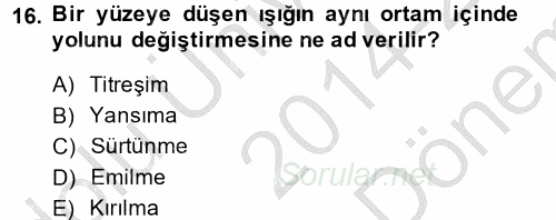 Okulöncesinde Fen Eğitimi 2014 - 2015 Dönem Sonu Sınavı 16.Soru