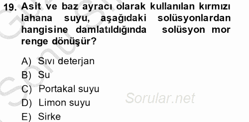 Okulöncesinde Fen Eğitimi 2014 - 2015 Dönem Sonu Sınavı 19.Soru