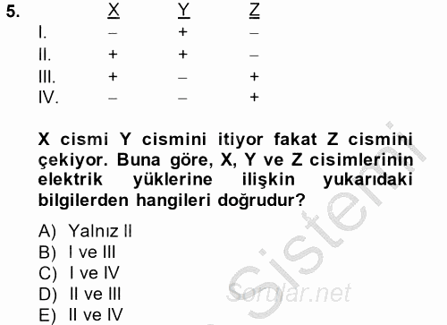 Okulöncesinde Fen Eğitimi 2014 - 2015 Dönem Sonu Sınavı 5.Soru