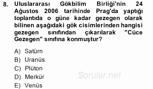 Okulöncesinde Fen Eğitimi 2014 - 2015 Dönem Sonu Sınavı 8.Soru