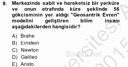 Okulöncesinde Fen Eğitimi 2014 - 2015 Dönem Sonu Sınavı 9.Soru