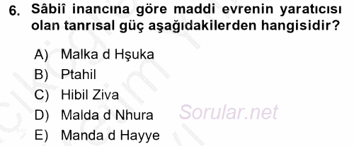 Yaşayan Dünya Dinleri 2016 - 2017 3 Ders Sınavı 6.Soru