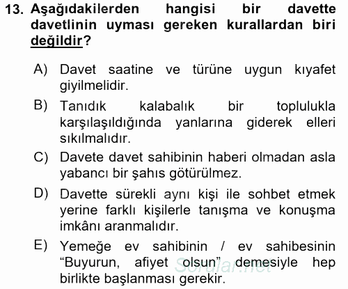 Profesyonel Yaşamda İmaj ve İtibar Yönetimi 2016 - 2017 Dönem Sonu Sınavı 13.Soru